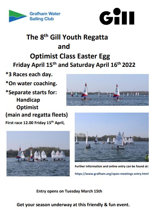 Looking forward to Easter⁉️ Get down to <a href="/GrafhamWaterSC/">Grafham Water SC</a> for the 8th <a href="/GillMarine/">Gill Marine</a> Youth Regatta Optimist Class Easter Egg🥚 details to book here ⬇️⬇️⬇️⬇️ #MidlandsOppies <a href="/RYAMidlands/">RYA Midlands</a> <a href="/IOCAUK/">Optimist Class (UK)</a>
bit.ly/3izpJhC