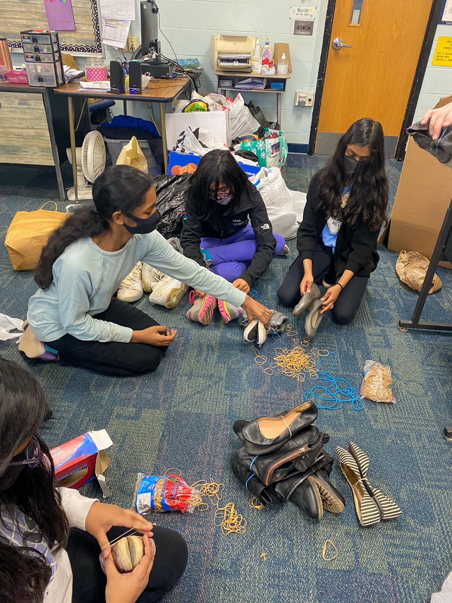 The Community Service club, which previously held a fundraiser for Elijah's Promise and knitted blankets to benefit Knots of Love, is collecting footwear for Soles4Souls. Between now and April 1st, previously-worn shoes can be brought to D-406 at North or D-102 at South.