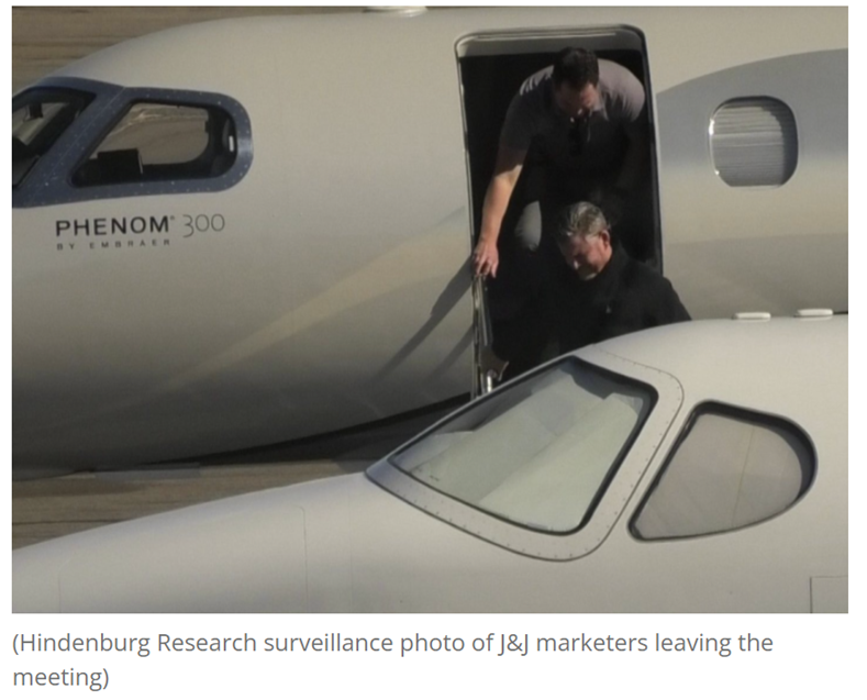 Our work included in-house research, extensive document review, and hosting key J&J marketing managers in a private jet we rented under the guise of being 'whales'. We rigged the jet with hidden video and audio recording equipment for our meeting.