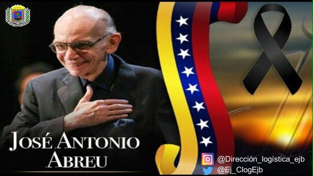 Ej_ClogEjb's tweet photo. 🗓️#24Mar||Muere el maestro José Antonio Abreu (2018) // Músico, Director de Orquesta||
#VenAVenezuela 
#EjércitoYPuebloInvencibles https://t.co/NVeoyDyb6j