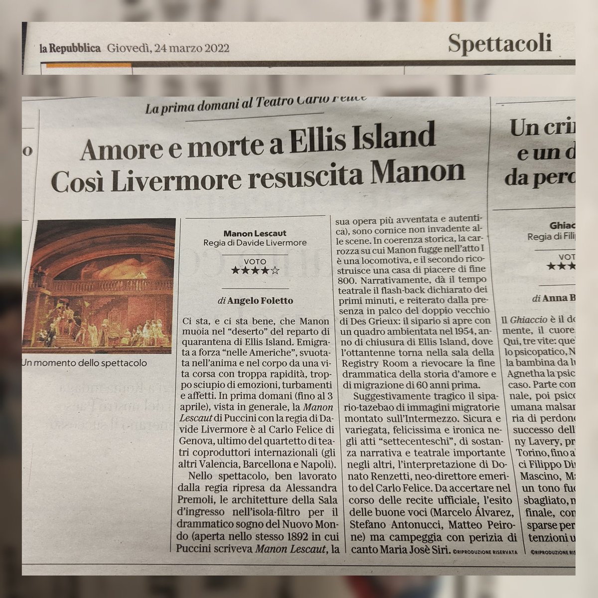 La presentazione su La Repubblica di Angelo Foletto della Manon Lescaut in scena al Teatro Carlo Felice dal 25 marzo al 3 aprile.
#manonlescaut #giacomopuccini #larepubblica