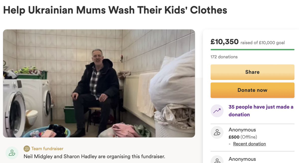 We did it!

My GoFundMe to buy a huge washing machine for Ukrainian refugees in Poland just reached its £10,000 target.

Huge thanks to everyone who has donated!

gofund.me/23af989a