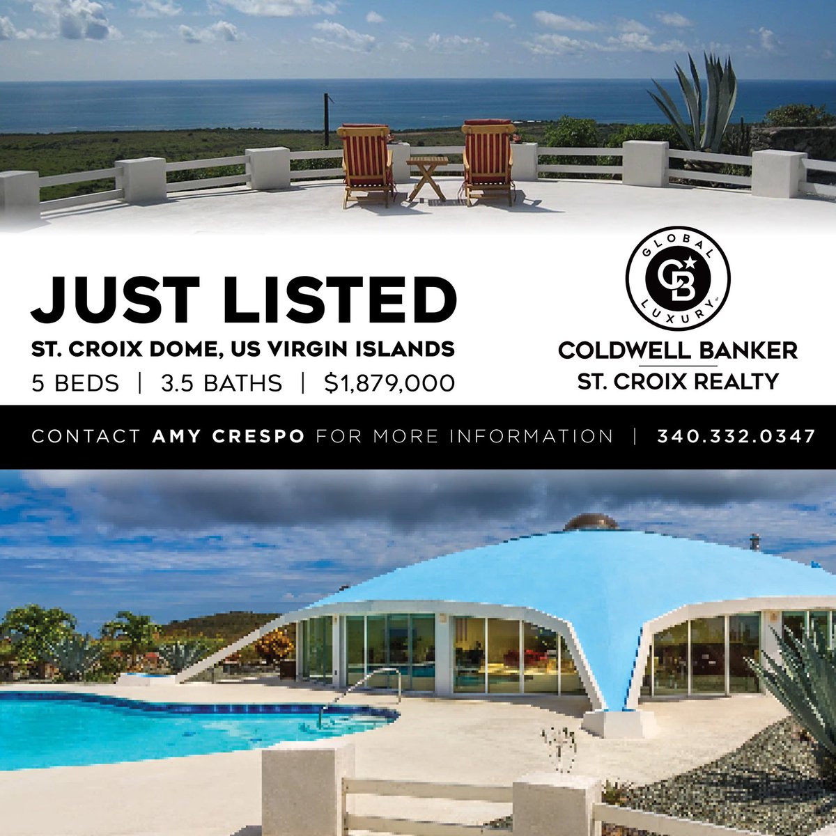 CBStCroixRealty's tweet photo. 🌴 Stunning South Shore views from the St Croix Dome 🌴 🛏 5 bed 🛁 3.5 bathrooms - Call Amy Crespo at 340-332-0347 and visit https://t.co/aK0tdsScjM for more details! #ColdwellBanker #Realtor #StCroix #USVI #Caribbean https://t.co/sv2XPKmeND