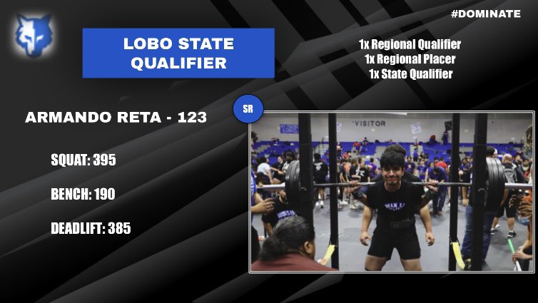 Congratulations to Armando Reta for qualifying to go to state. It is his first year in powerlifting and was able to make it to the state meet. Proud of this young man and ready to see what he can do in his final meet #dominate