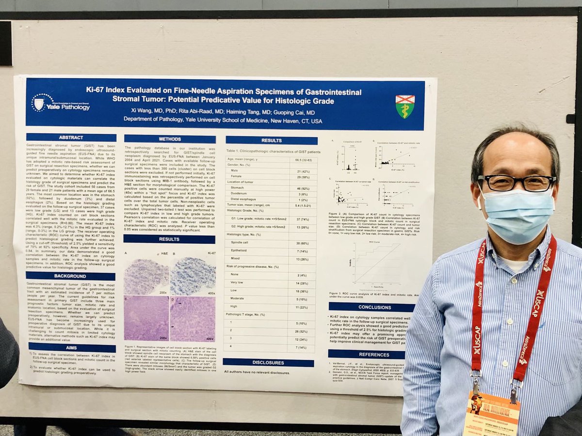 Had to leave early but luckily had my wonderful mentor helped presenting our work 🎊#USCAP2022@gcai1978