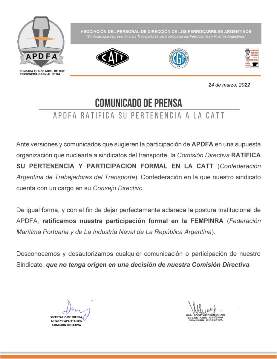 apdfanacional's tweet photo. APDFA ratifica su pertenencia a la CATT

@sasia_sergio 
@JuanCSchmid 
@JuanPabloBrey 
@CATT_Prensa 
@AlexisGuerrera https://t.co/KBypAVDeTR