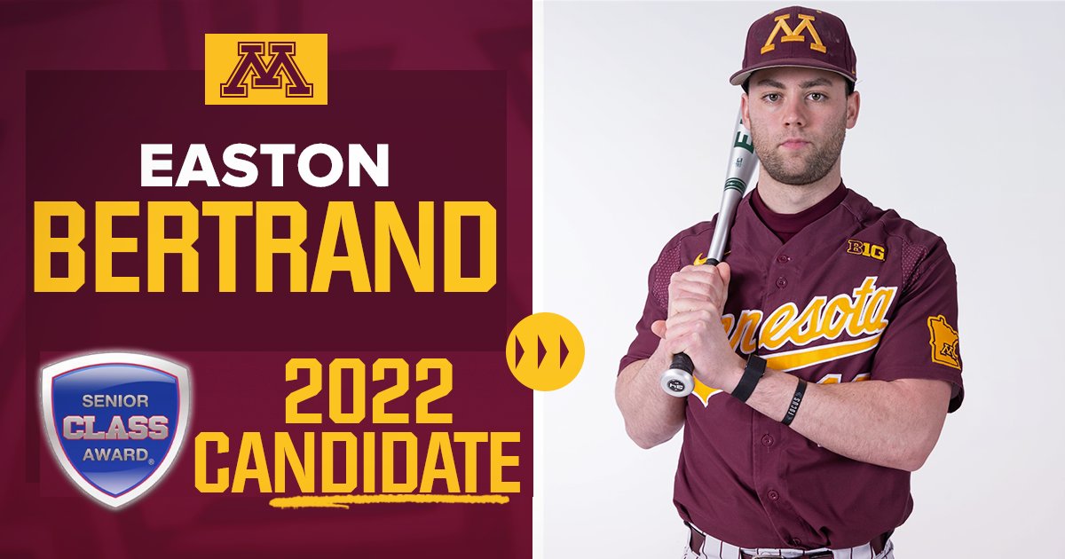 GopherBaseball's tweet photo. 𝐒𝐞𝐧𝐢𝐨𝐫 𝐂𝐋𝐀𝐒𝐒 𝐀𝐰𝐚𝐫𝐝 🏆

Senior outfielder Easton Bertrand was named as one of 30 candidates for the 2022 Senior CLASS Award!

More ↩️

📰: https://t.co/5W4QaKJjgy https://t.co/dtKxCfBwJ0