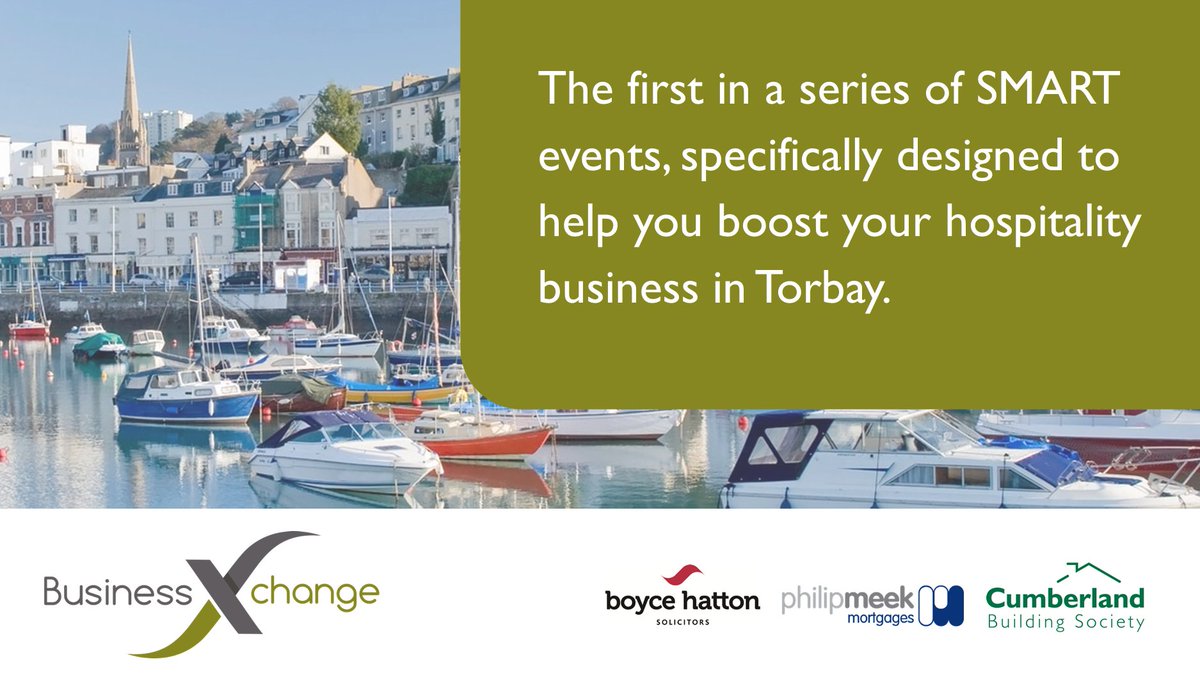 We are delighted to bring to the Torbay Hospitality Business Community the first in a series of 𝗦𝗠𝗔𝗥𝗧 𝗘𝘃𝗲𝗻𝘁𝘀, on 𝟱𝘁𝗵 𝗔𝗽𝗿𝗶𝗹 𝟮𝟬𝟮𝟮 on a first come, first served basis so to find out more Email lyn@businessxchange.co.uk #torbay #hospitality #business