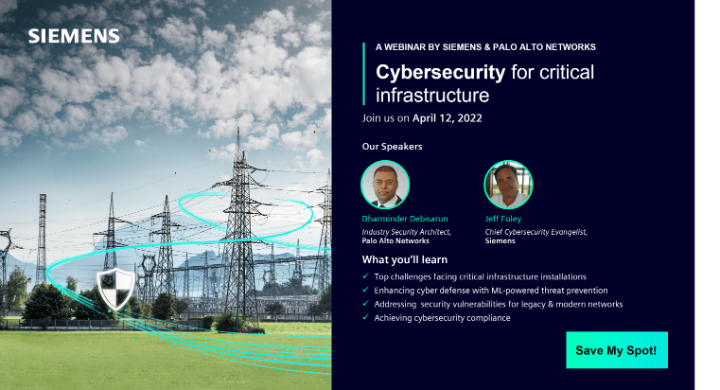 AutomatedCowboy's tweet photo. We’ve partnered with Palo Alto Networks to talk about cybersecurity for critical infrastructure. Join us on April 12.

Register for free: https://t.co/7x5gPo3trj

#ruggedcom https://t.co/W75yQ7BitH