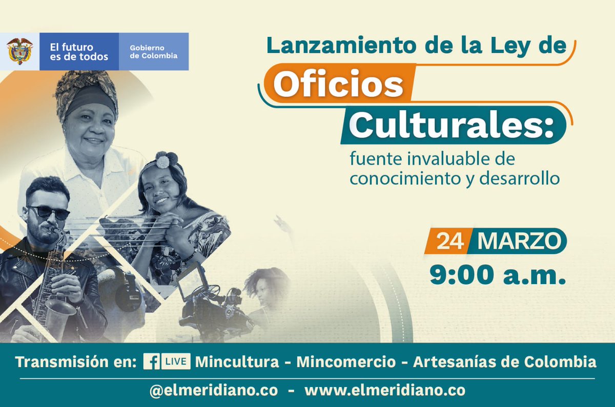 mincultura's tweet image. Un avance histórico para nuestra cultura😍. Eso representa la #LeyDeOficiosCulturales que presentaremos a los colombianos y colombianas. 

🗓️¿Cuándo?, 24 de marzo 
⏰¿A qué hora?, 9:00 AM
📍¿Dónde?, en nuestra página de Facebook: Facebook.com/MinisterioCult…

¡Te esperamos! 😎