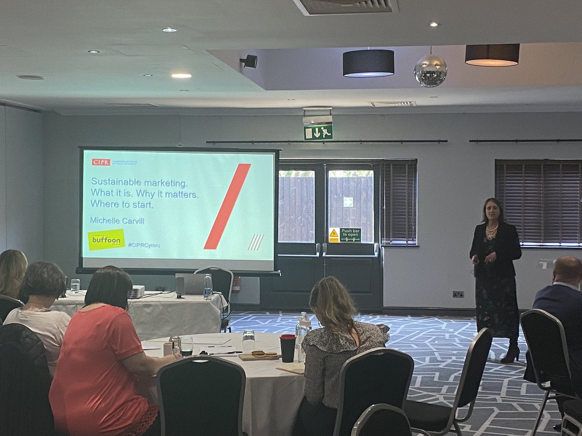 Next up is the fab @michellecarvill discussing the super complex sustainability in marketing.

Hold tight folks, it’s going to be a good one 💥

#CIPRCymru
