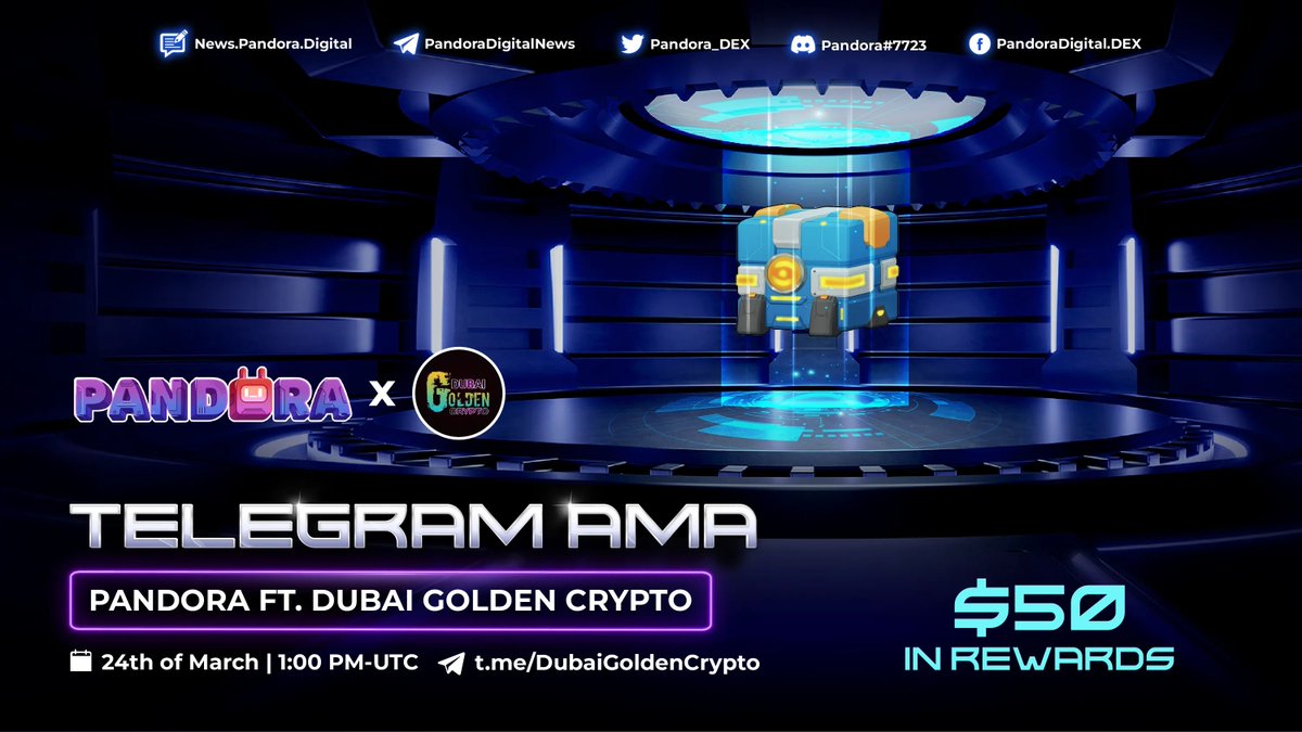 🔥 #Pandorans, our engaging #AMA co-hosted by <a href="/DubaiCry1/">Dubai Golden Crypto</a> is about to take place!

🚀 Dive right in to learn how simple it is for investors to start making stable passive income with #Pandora.

💥 Don’t miss your chance to get in on the action!

🔗 t.me/DubaiGoldenCry…