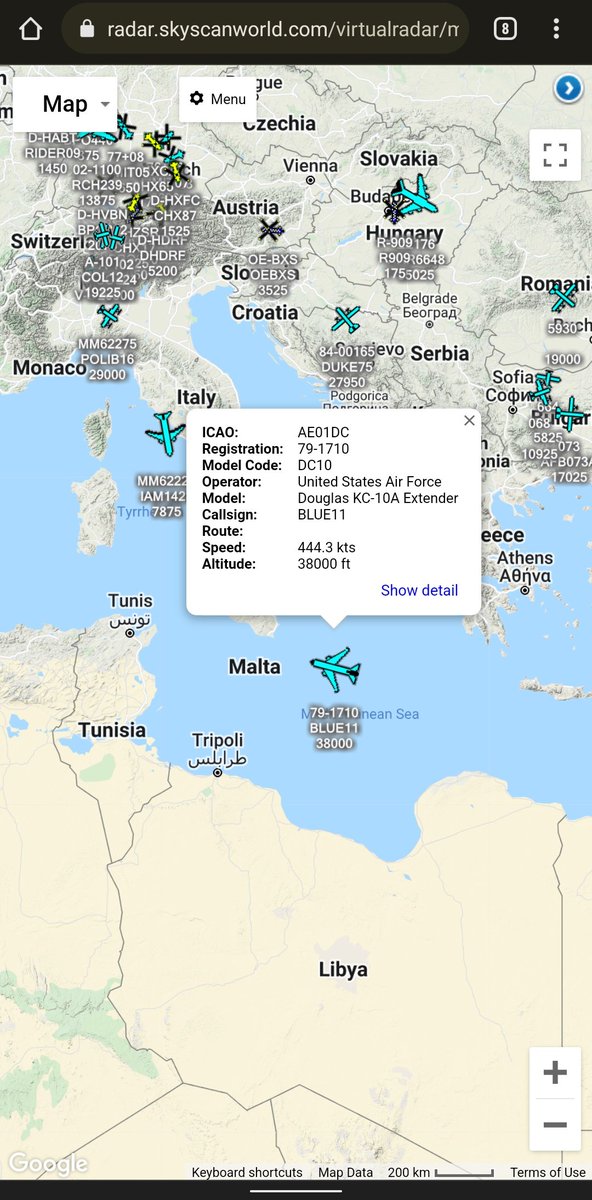 scan_sky's tweet photo. #USAF - KC-10A Extender - 79-1710 - #BLUE11

RTB To Rota Air Base 🇪🇸 After Towing Israeli Air Force 🇮🇱 F-35I Lightning II Adirs ⚡ (#RETRO Flight) For Delivery.

Approx 2 3/4 Hours Out From Rota. https://t.co/GLHUajEKG3