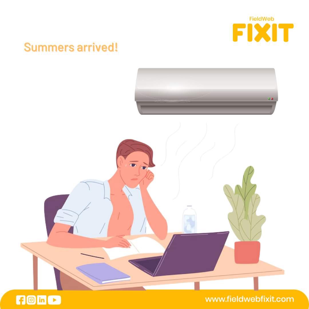fieldwebfixit's tweet image. The summers have made a sudden entry! 🌞
If you are facing the summer heat stroke &amp;amp; still haven't called an AC professional, then it's time to call in the professionals! 
Book your service now: bit.ly/3h4KpNv

#fieldwebfixit #homeservice #office #CostOfLivingCrisis