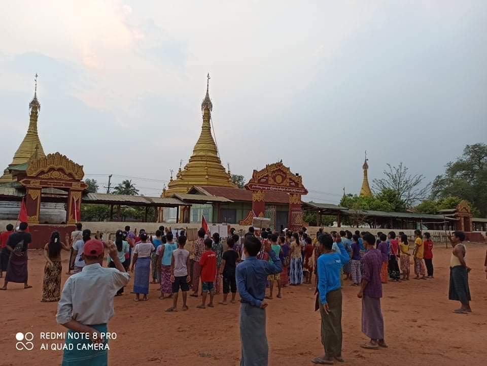The protesters of Sonechaung village in Yinmarbin township, continued to march in full force on the evening of March 24, to eliminate the genocidal military regime.

#2022Mar24Coup 
#ICRC_HelpYouthActivists 
#WhatsHappeningInMyanmar