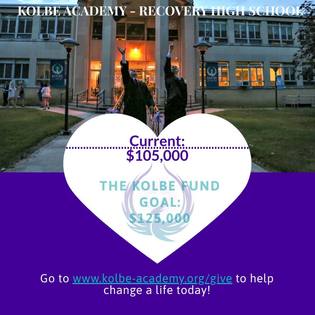 Kolbe_Academy's tweet photo. Closing in...help us reach our goal! Give today https://t.co/7HRRk2WH1a
#RecoveryHighSchool https://t.co/GhFlfp2wmz