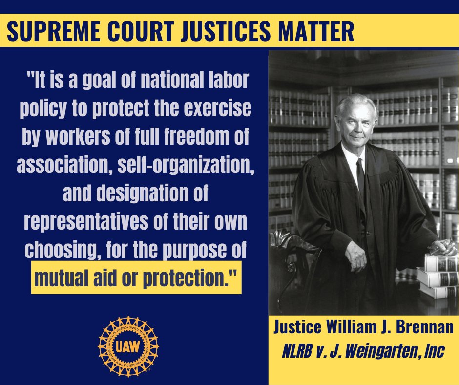 UAW's tweet photo. Did you know your Weingarten rights which guarantee a worker the right to union representation during an investigatory interview exists because of a SCOTUS case? #SCOTUS #UAW https://t.co/bKa7AY2NU2