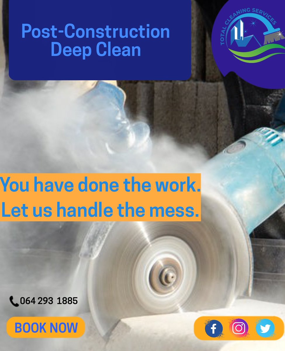 TotalPty's tweet image. One call cleans it all💫💫
📱064 293 1885
📍 CapeTown 
#keep_it_clean
#total_cleaning_services
#post_construction_deep_clean