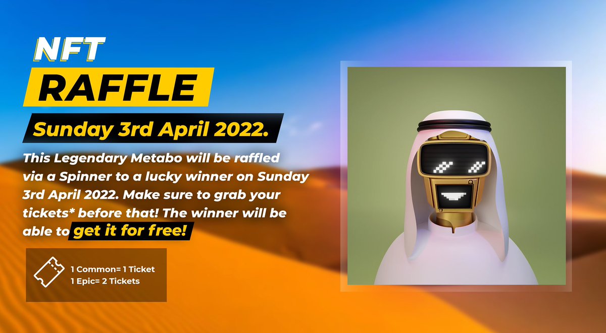 metaboxpr's tweet photo. Good Morning fam! Super stoked to announce our upcoming Legendary rarity Metabo raffle on Sunday, 3rd April 2022! May luck be on your side! $XPR #Metabo #Protonmint #ProtonNFT #ProtonNFTs #NFT #NFTCollection #NFTProject #NFTartist #nftart https://t.co/6zbZhJgOtx