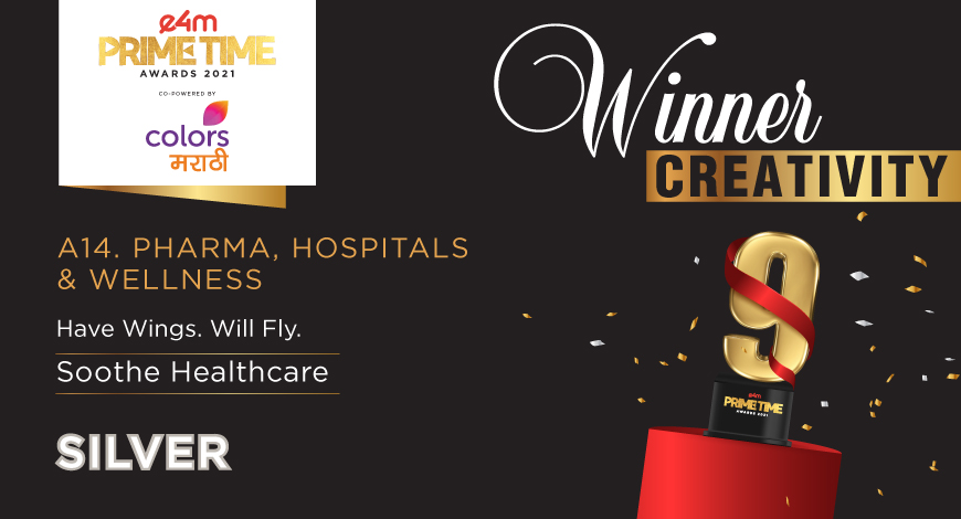 e4mevents's tweet photo. Cheers to Soothe Healthcare for winning SILVER for Have Wings. Will Fly under the sub category - Pharma, Hospitals &amp; Wellness @SootheH @ColorsMarathi #primetimeawards https://t.co/LUHQLI1glK