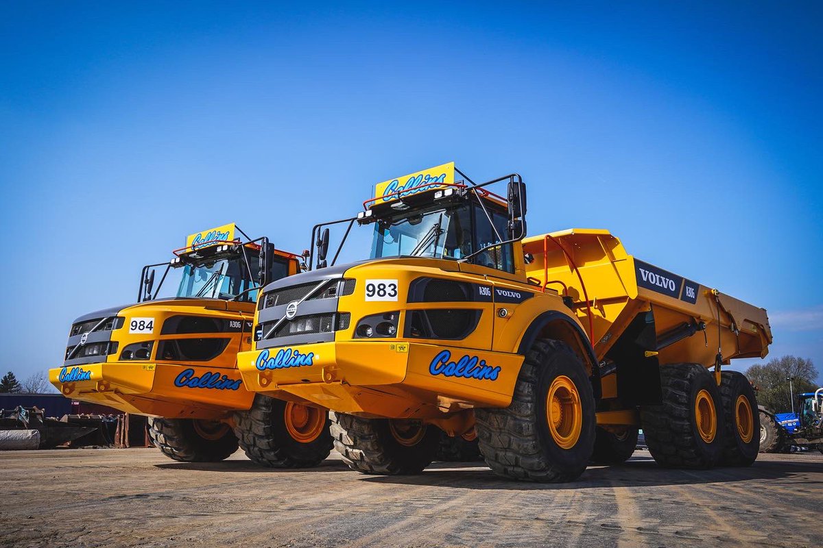 Collins_Earth's tweet photo. 2 out of 3 brand new Volvo A30G’s delivered, stickered up and ready for work. https://t.co/OhdG9ZFr2z