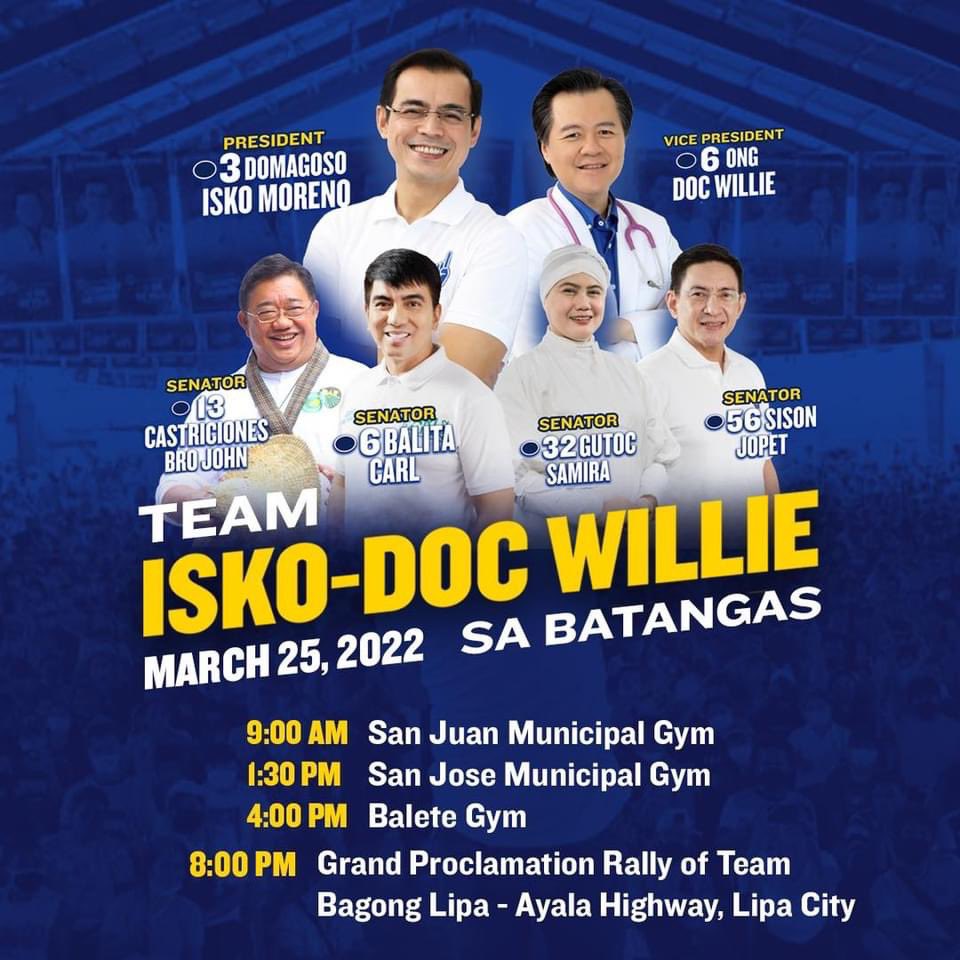 Mga ka-Aksyon, kita kits po tayo bukas sa Batangas!

Kasama ang Team Aksyon Demokratiko ay pupunta po tayo sa San Juan, San Jose at Balete. Dadalo rin tayo sa Grand Proclamation Rally ng Team Bagong Lipa!

See you there!
