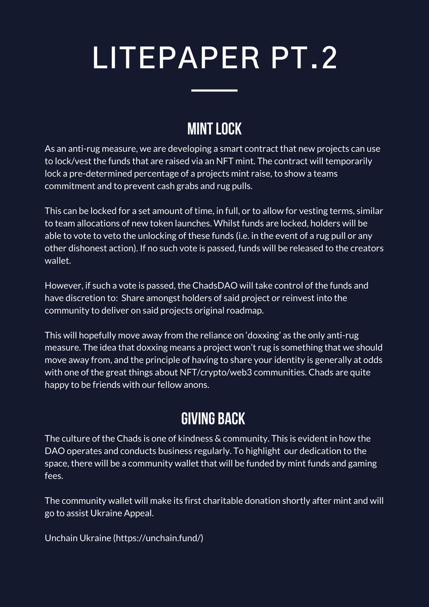 ChadsOnNear's tweet photo. Delighted to share our v2 roadmap and litepaper with the $NEAR community. 

#NEARnft #nearNFTs #nearprotocol #NFTCommunity https://t.co/beKEsWhZIC