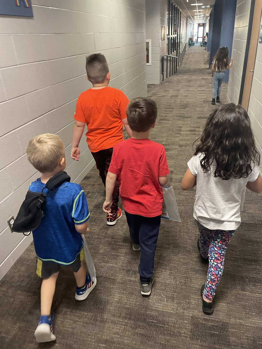 Some VERY excited kindergarten students on their way for the 1:1 meeting with the counselor! <a href="/HumbleISD/">Humble ISD</a> <a href="/Humbleisd_pfe/">Pine Forest Elem</a> <a href="/humbleisd_cbs/">HumbleISD_CBS</a> #GameOnForLearning #LightTheWay #SELBuildingPOG #SchoolCounseling #ASCA #ElementaryCounseling