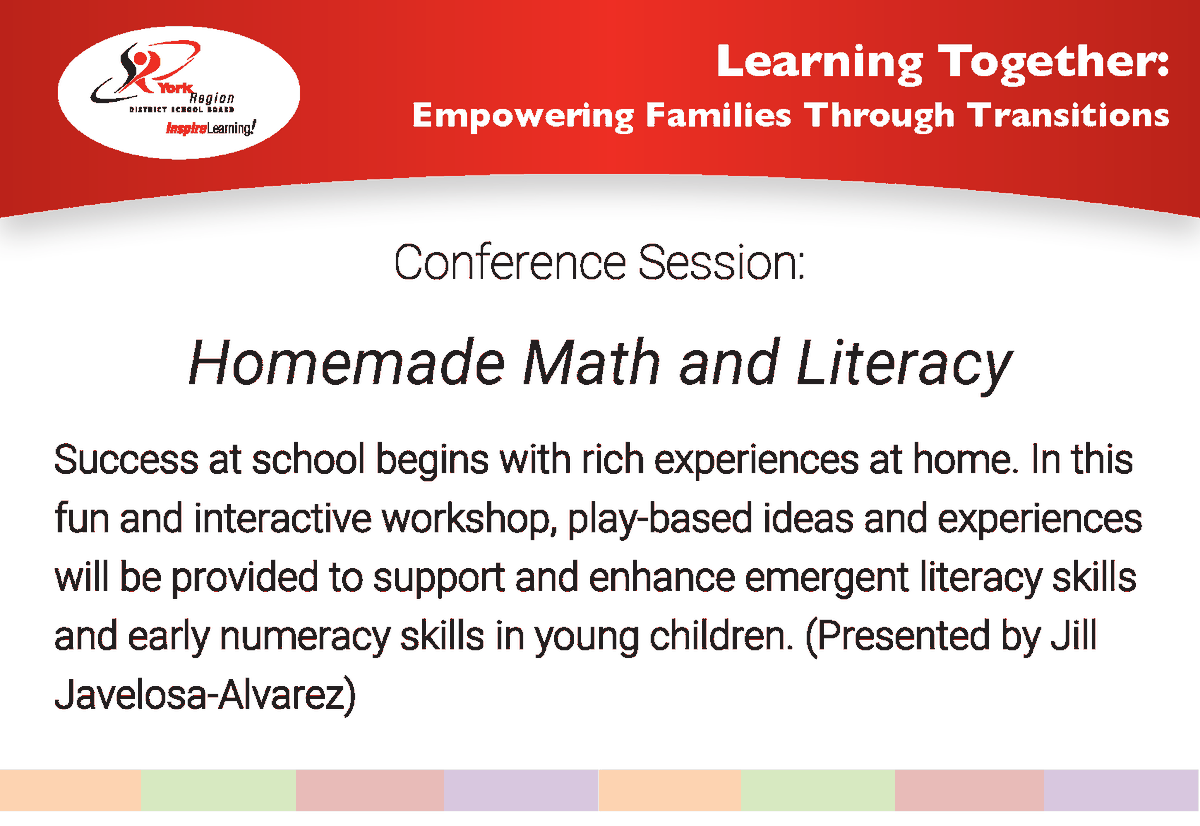 Families, do you have a child starting Kindergarten? Want to have fun and support your child’s math and literacy skills using everyday materials? This session at the Learning Together conference is for you! 
www2.yrdsb.ca/learning-toget… 
#YRDSBKindergarten #YRDSBEarlyYears #YRDSB