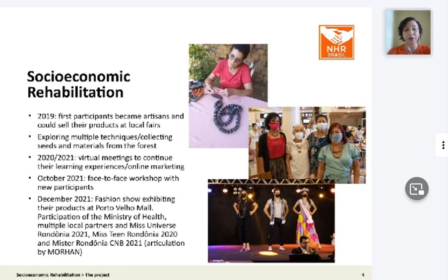 NLR_NoLeprosy's tweet photo. Our colleague Thaís Brito of @nhrbrasil presenting on the succes and impact of their Socioeconomic Rehabilitation project for persons affected by #leprosy at the #ISNTDFestival2022. @ISNTD_Press https://t.co/UqvvWloqkp