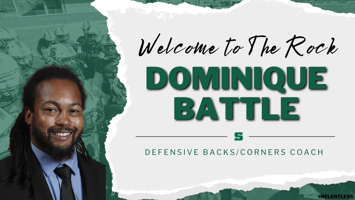 Rock Nation meet Coach Dominique Battle!

Coach Battle has recently joined the Rock football staff as a defensive backs coach and will work closely with cornerbacks. 

#WelcomeToTheRock | #Relentless