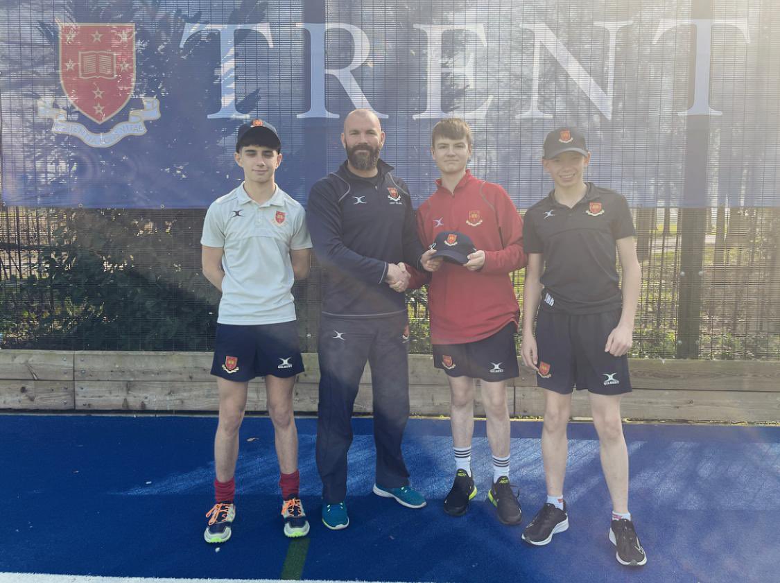 Finnemore, Patrick and Robbins receiving their caps for scoring 50 or above during last cricket season 🏏👏<a href="/TrentSport/">Trent Sport</a> 🔴⚪️🔵 #newseason