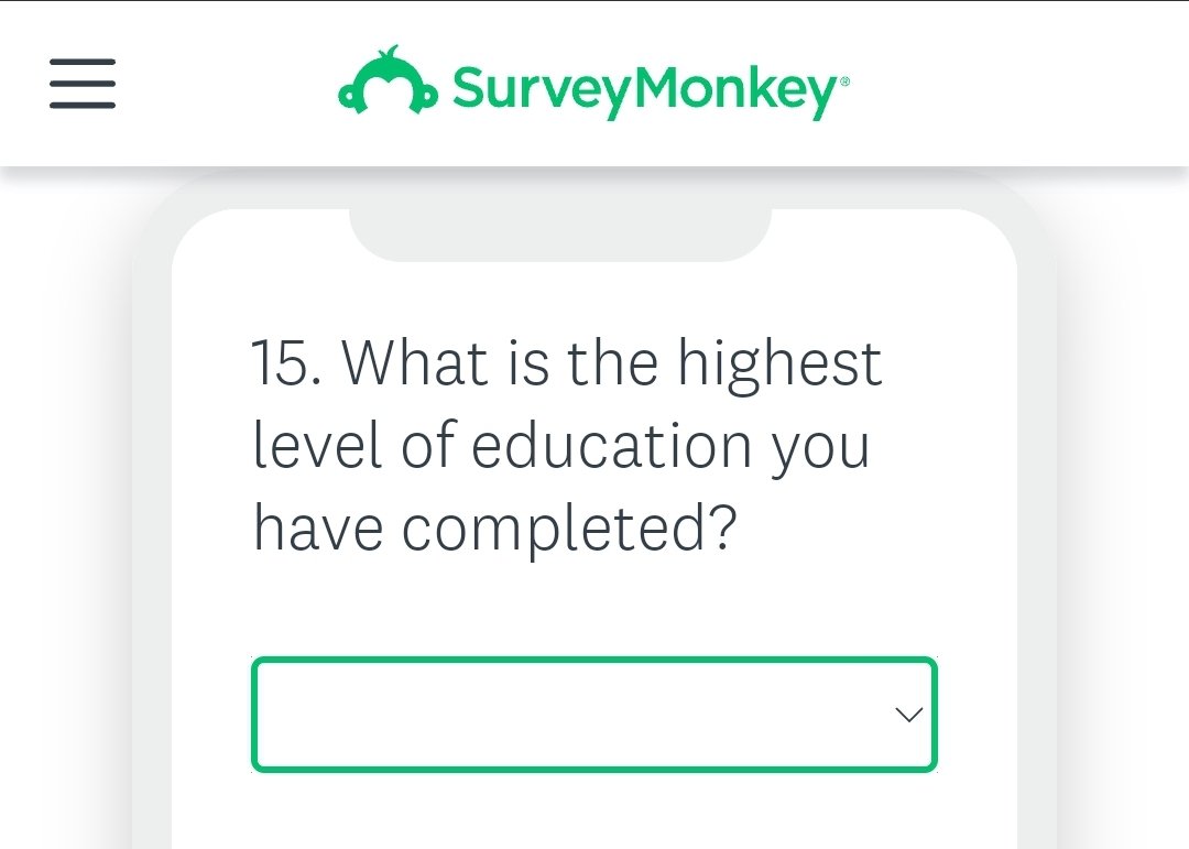 BKOrtego's tweet photo. @SurveyMonkey
@uscensusbureau
@EdNCES @Gallup @RoperCenter
Why doesn't survey &amp; application question on Highest Level of Education / Educational Attainment include career technical option? #CTE #VET #CCMR #Military #Tech #TradeSchool #Apprenticeship #BuildingTrades #VoTech #TXed https://t.co/L6AS32hWUr
