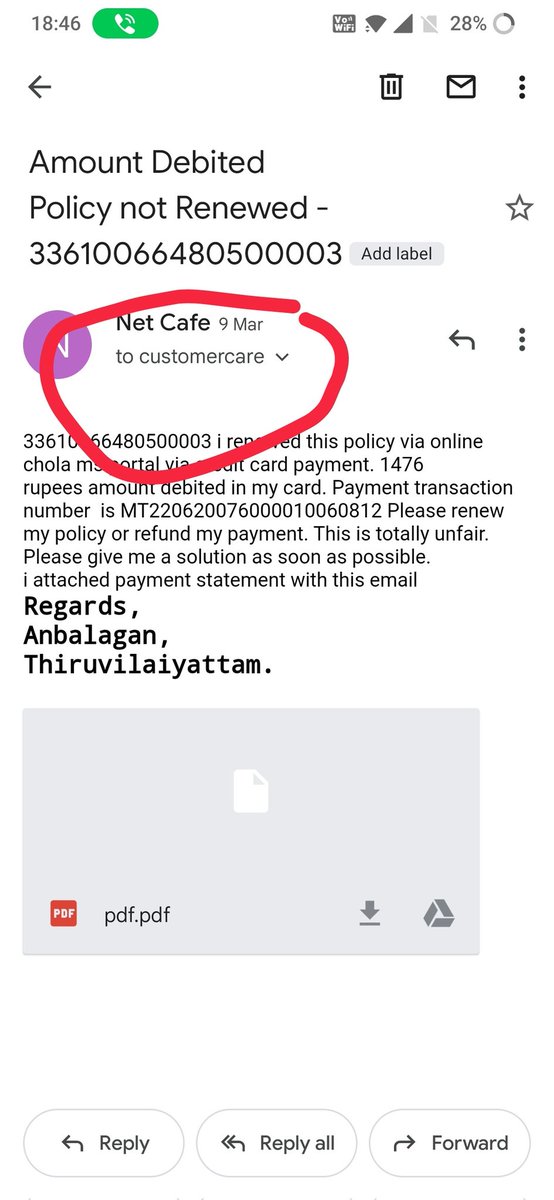 Mani_Fusi's tweet photo. @CholaMS i registered a complaint on March 9. Till now solution is not resolved yet. Totall disappointed from chola ms https://t.co/jLWDfp0GaQ