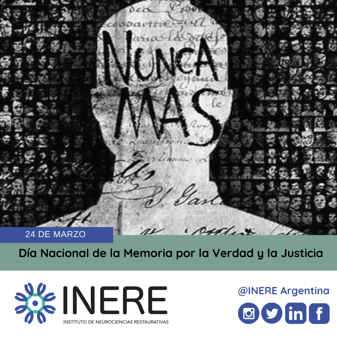 INERE_Argentina's tweet image. 🗓 DÍA NACIONAL DE LA MEMORIA POR LA VERDAD Y LA JUSTICIA | Se conmemora este día en homenaje a las víctimas de la última dictadura cívico-militar que usurpó el poder entre 1976 y 1983. 

🔸️ La memoria dice... ¡NUNCA MÁS!

#INERE #NeurocienciasRestaurativas