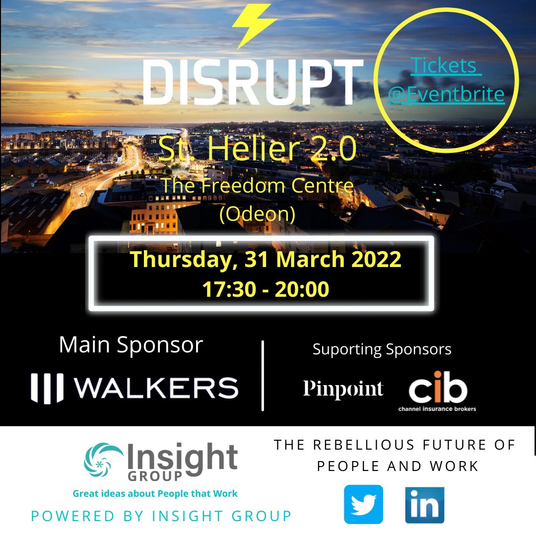 Just 20 Tickets left - don’t delay, buy your ticket NOW! insight.je/disrupt_st_hel…
88% sold out, thanks so much for all you support so far, #waitinglist jane.gregory@insight.je <a href="/WalkersGlobalCI/">Walkers Global</a> @Pinpointhq <a href="/CIB_Guernsey/">Channel Insurance Brokers - Guernsey & Jersey</a> #events #networking #insightful