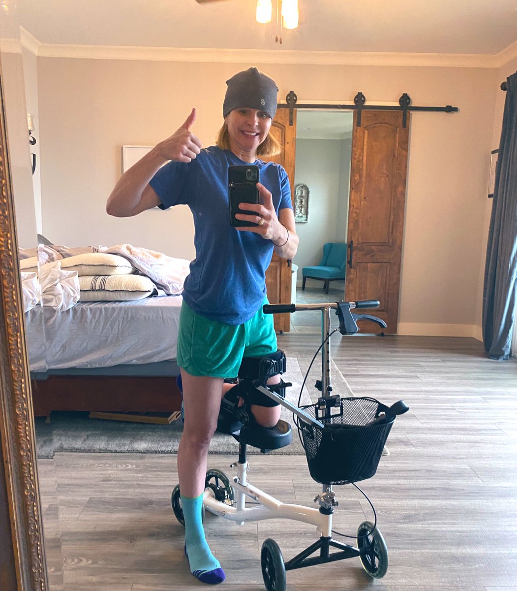 ShannonSpake's tweet photo. In her best Happy Gilmore voice she says… “somebody figured out how to use her scooter!” 💪🏻💪🏻 @OrthoCarolina #drweeks #hamstringavulsion https://t.co/vsjqPPd2Rc