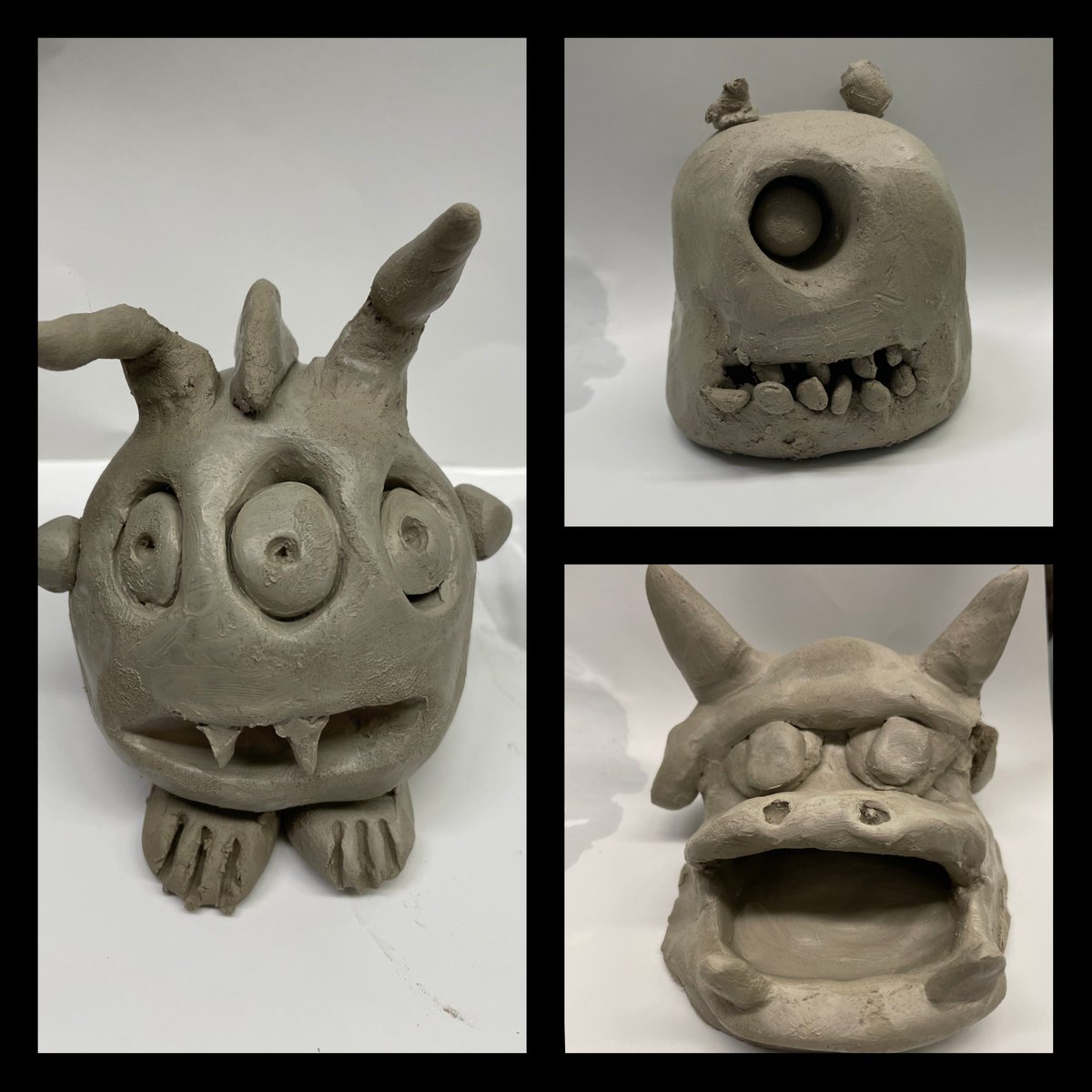 FlintHighArt's tweet photo. Clay Monsters: Year 8 have been using for clay for the first time. Excellent skills working with the clay already 👏 @flinthigh #clay #sculptures #KS3Art https://t.co/a2Q04Ld9II