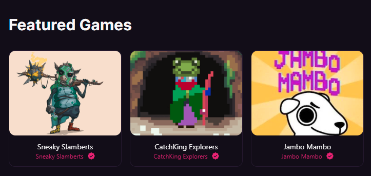 SneakySlamberts's tweet photo. In good company on the front page of @MagicEden under Featured Games 🙏 https://t.co/elai9lLwhm