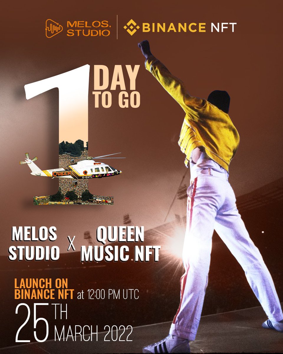 melos_claw's tweet photo. 📢Calling out to all the 🎸#Queen &amp; #FreddieMercury fans - only 1 day to go until we release the #musicNFT⏳

🔗Check out the "Long live the Queen" collection here:https://t.co/rxk4ko3RgY

🌟Full details of the #NFT drop and the 30000 $BUSD rewards👇 
https://t.co/PvX2eNnJe5 https://t.co/OJWeQkQ7N9