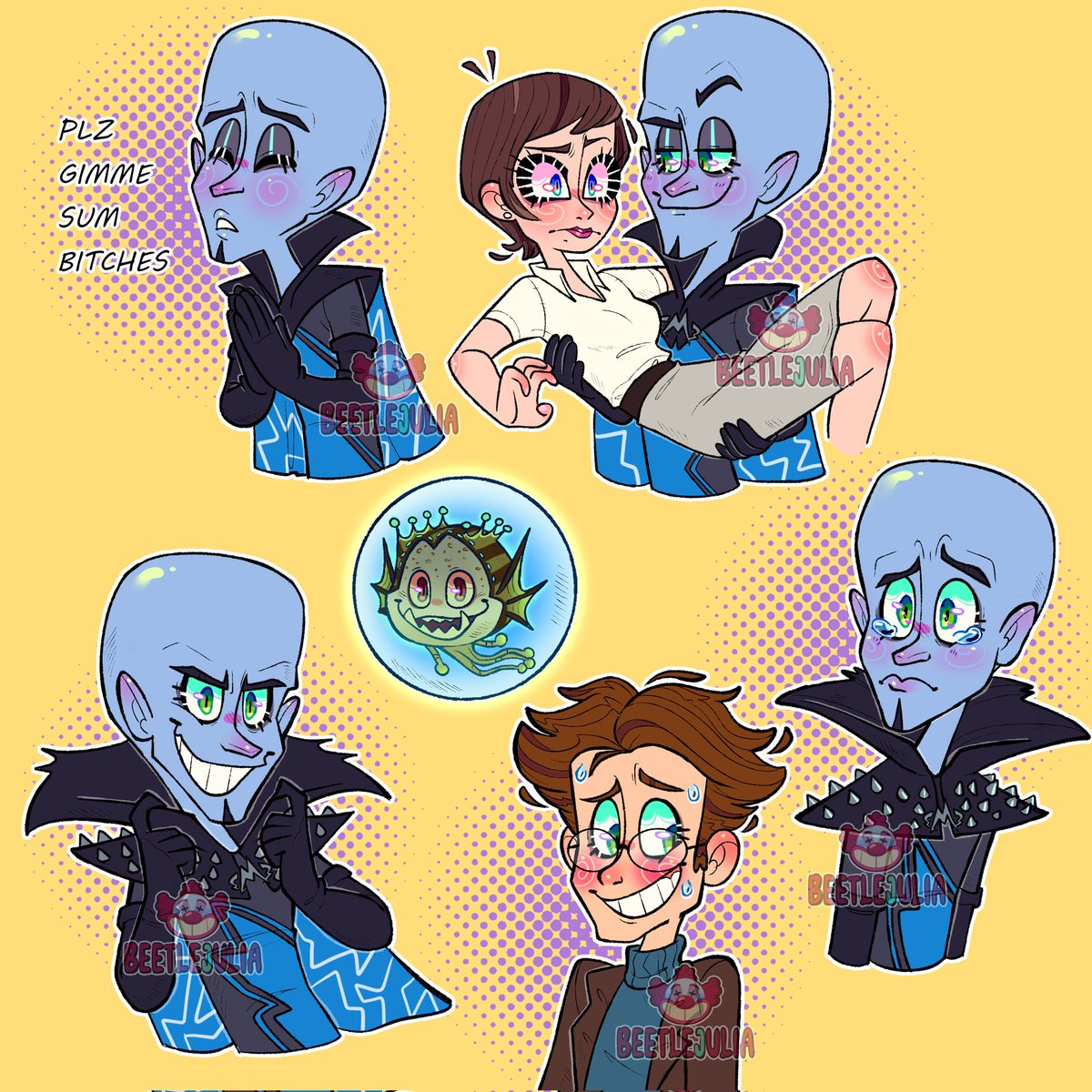 BeejTheClown's tweet photo. #digitalart #beetlejulia #dreamworks #cartoon #megamind #metroman #howtotrainyourdragon #shrek #megamindbernard #roxanneritchi  #tinafey #willferrell #minion #superhero #villain #supervillain #alien #acdc #gunsnroses #memes #nobitches #megamindmemes #metrocity #nostalgia https://t.co/rffZCkH0bb