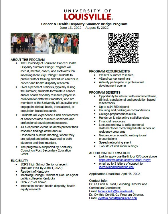 cancer &amp; health disparity summer bridge program