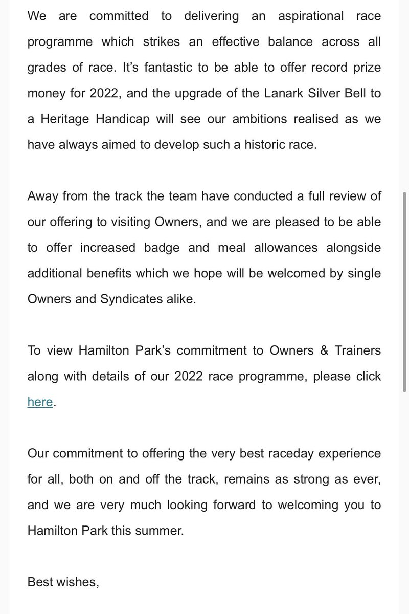 All other Racecourses take note! <a href="/HamiltonParkRC/">Hamilton Park</a> have to be lauded! 💷👏🏻