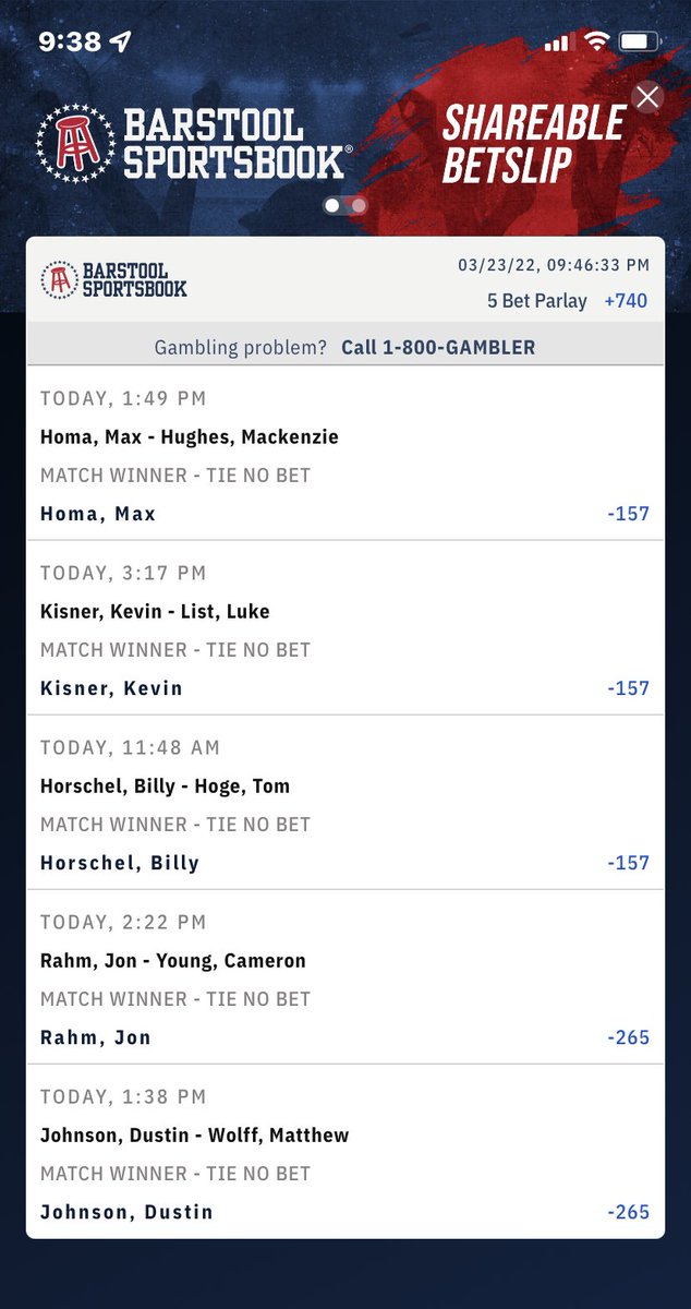 The Match Play Parlay of the day! Berger let us down yesterday, but today we bounce back. Also think Sergio o Morikawa (+106) has some value if you want to add it in or substitute it for another. 

BOL everyone and let’s enjoy another great day of golf! #GamblingTwitter https://t.co/z2Y6CJ4Vdl