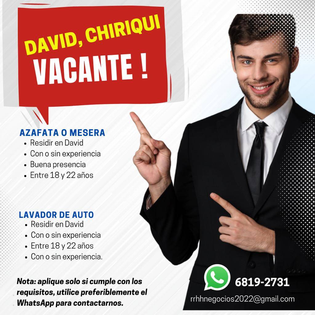 Reten_Chiriqui on Twitter "Atención David, tenemos vacantes para