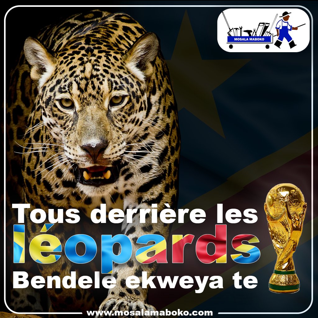 MosalaMaboko's tweet photo. 🏆⚽🇨🇩 🐆 ALLEZ-Y LES LÉOPARDS ! 🐆 🇨🇩⚽🏆
Bendele ekweya te ! 
Bazua fimbu na fimbu !

#coupedumonde #leopards #congo #champion #kinshasa #maroc  #fimbunafimbu #rdcongo #mosalamaboko #football #congolais #congolaise #bendele #qatar2022 https://t.co/0Qc7eL48CR