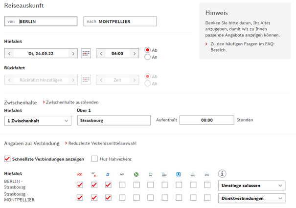 Außerdem gibt es einzelne, weitere TGVs ab Straßburg, die für DB-Sparpreise zugelassen sind – wenn man mit einem ICE/TGV über die Grenze fährt