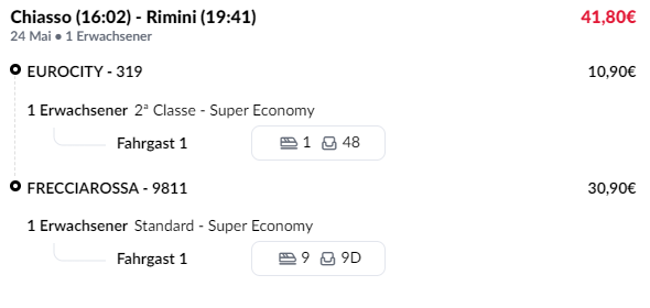3 – Die Brenner-ECs
Diese Sparpreise möchte ich kaum als „Trick“ verkaufen, zu offensichtlich ist die Route