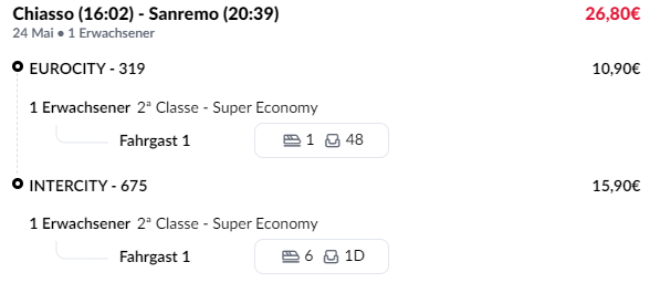 Da ihr mit dem obigen Ticket alle Fahrgastrechte habt, braucht es keinen Puffer, die DB haftet bis Rimini und wird im Zweifel neue Tickets ausstellen