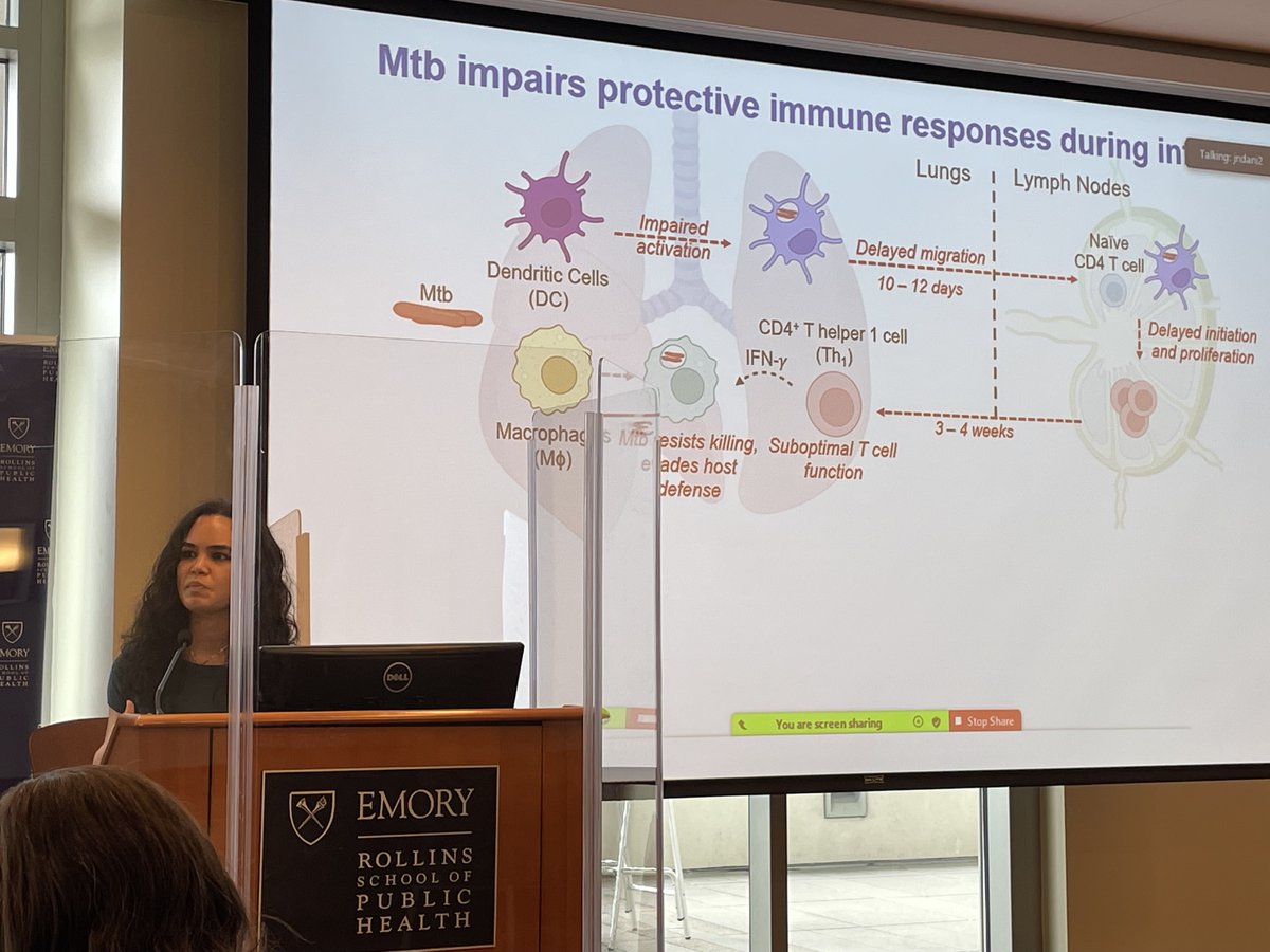 Wonderful talk from newly minted Dr. Ana Enriquez from the @RengarajanLab on the role of dendritic cells in shaping Th17 responses to M. tuberculosis at the <a href="/Emory_TB_Center/">Emory/Georgia TB Research Advancement Center-TRAC</a> #WorldTBDay symposium.